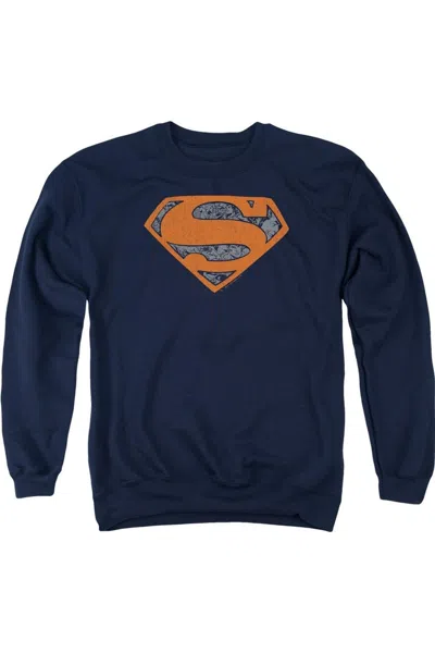 Gildan Superman Vintage Shield Collage Adult Crewneck Sweatshirt In Blue