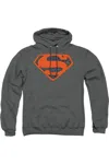 Gildan Superman Vintage Shield Collage Adult Pull Over Hoodie / Hooded Sweatshirt In Pink