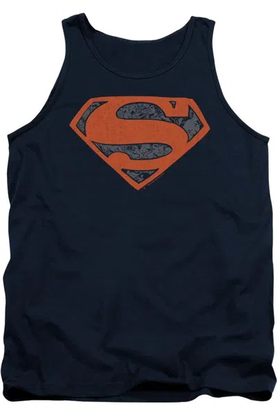 Gildan Superman Vintage Shield Collage Adult Tank Top In Blue