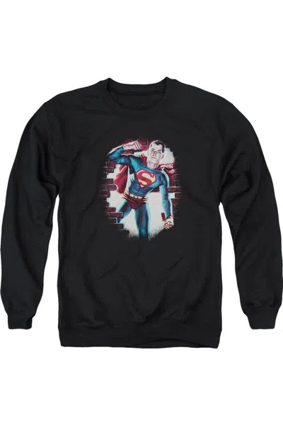 Gildan Superman Vintage Steel Adult Crewneck Sweatshirt In Black