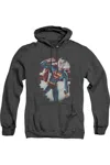 Gildan Superman Vintage Steel Adult Heather Hoodie / Hooded Sweatshirt In Black
