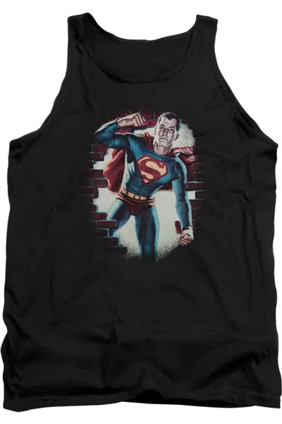 Gildan Superman Vintage Steel Adult Tank Top In Black