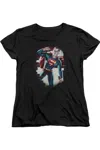 Gildan Superman Vintage Steel Short Sleeve Womens Tee / T-shirt In Black