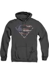 Gildan Superman War-torn Flag Adult Heather Hoodie / Hooded Sweatshirt In Black