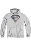 Gildan Superman War-torn Flag Adult Pull Over Hoodie / Hooded Sweatshirt In Multi