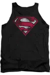 Gildan Superman War-torn Shield Adult Tank Top In Black