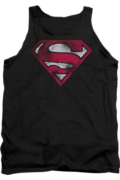 Gildan Superman War-torn Shield Adult Tank Top In Black