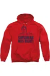 Gildan Superman Was Right Adult Pull Over Hoodie / Hooded Sweatshirt In Red