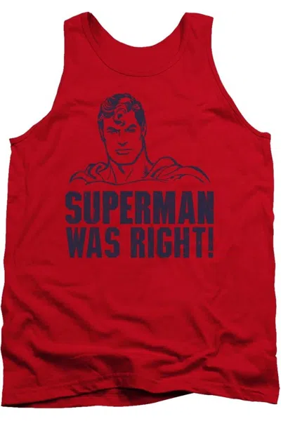 Gildan Superman Was Right Adult Tank Top In Red