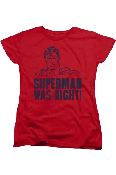 Gildan Superman Was Right Short Sleeve Womens Tee / T-shirt In Red