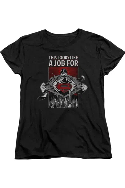 Gildan Superman Watchful Eye Short Sleeve Womens Tee / T-shirt In Black