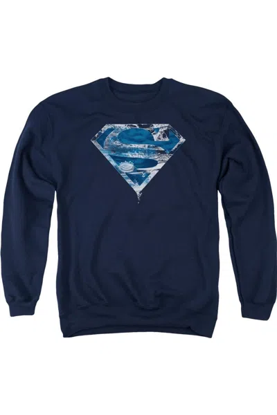Gildan Superman Water Shield Adult Crewneck Sweatshirt In Blue