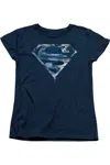 Gildan Superman Water Shield Short Sleeve Womens Tee / T-shirt In Blue