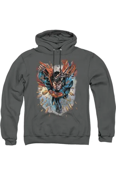Gildan Superman Within My Grasp Adult Pull Over Hoodie / Hooded Sweatshirt In Pink
