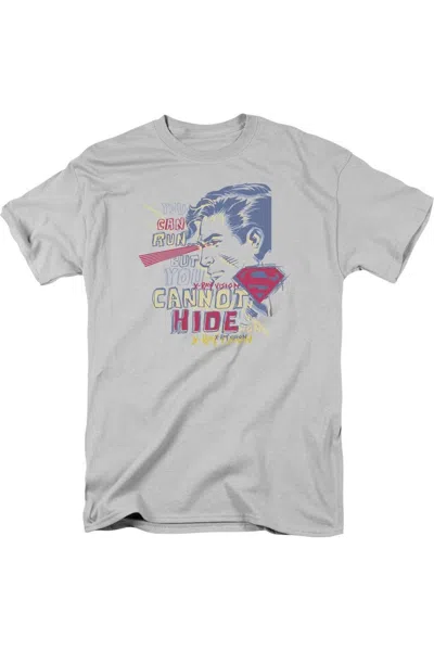 Gildan Superman You Can Run Short Sleeve Adult Tee / T-shirt In Silver