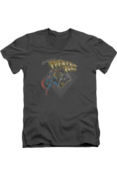 Gildan Superman Zod Greetings Short Sleeve Adult V Neck Tee / T-shirt In Pink