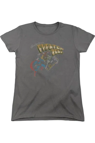 Gildan Superman Zod Greetings Short Sleeve Womens Tee / T-shirt In Gray