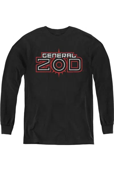 Gildan Kids' Superman Zod Logo Youth Long Sleeve Tee / T-shirt In Black
