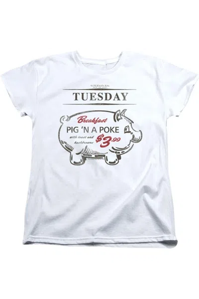 Gildan Supernatural Pig N Poke Short Sleeve Women´s Tee / T-shirt In White