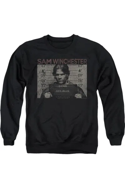 Gildan Supernatural Sam Mug Shot Adult Crewneck Sweatshirt In Black