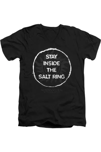 Gildan Supernatural Stay Inside The Salt Ring Short Sleeve Adult V Neck Premium Cotton Tee / T-shirt In Black