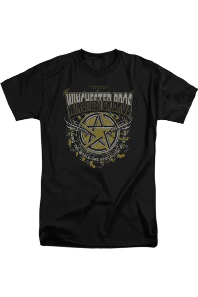 Gildan Supernatural Winchester Bros Short Sleeve Adult Tall Tee / T-shirt In Black