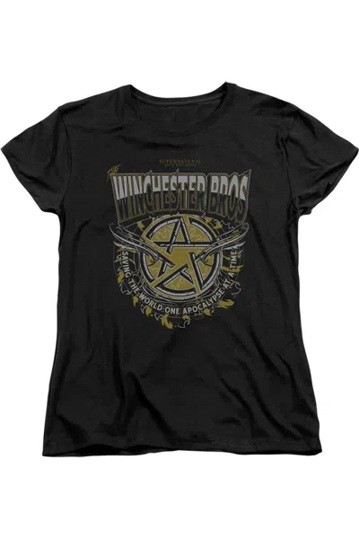 Gildan Supernatural Winchester Bros Short Sleeve Women´s Tee / T-shirt In Black