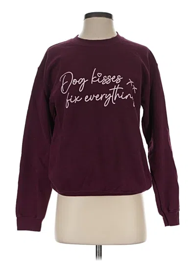 Pre-owned Gildan Sweatshirt In Burgundy