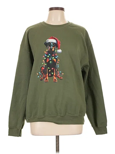 Pre-owned Gildan Sweatshirt In Green