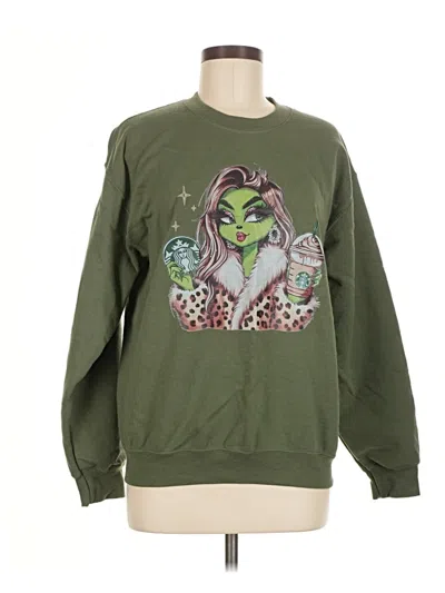 Pre-owned Gildan Sweatshirt In Green