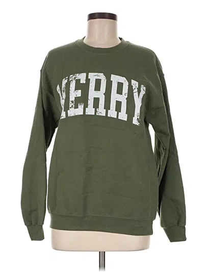 Pre-owned Gildan Sweatshirt In Green