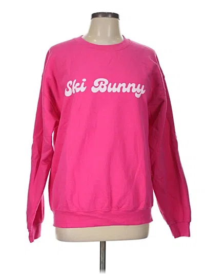 Pre-owned Gildan Sweatshirt In Pink