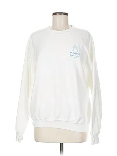 Pre-owned Gildan Sweatshirt In White