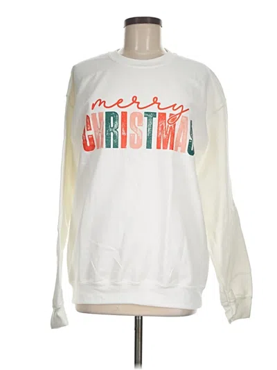 Pre-owned Gildan Sweatshirt In White