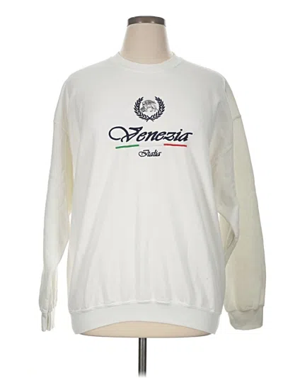 Pre-owned Gildan Sweatshirt In White