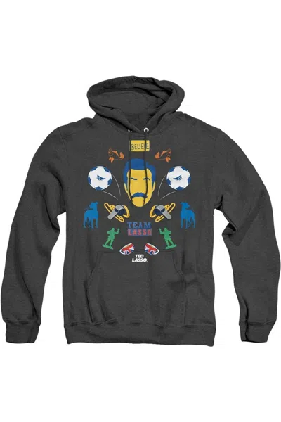 Gildan Ted Lasso Ted Lasso Icon Collage Adult Heather Hoodie / Hooded Sweatshirt In Black