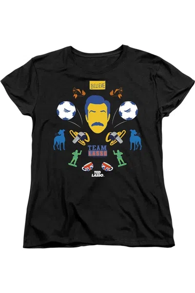 Gildan Ted Lasso Ted Lasso Icon Collage Short Sleeve Women´s Tee / T-shirt In Black