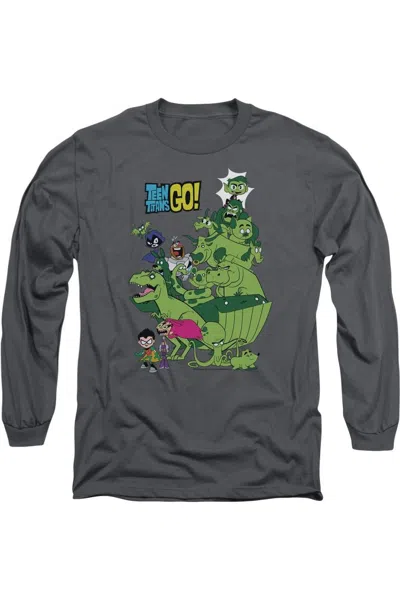 Gildan Teen Titans Go Beast Boy Stack Long Sleeve Adult Tee / T-shirt In Gray