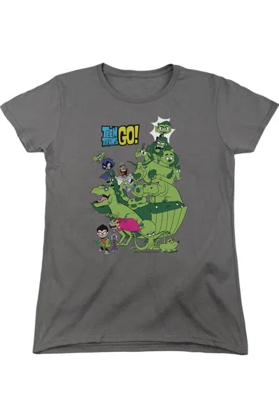Gildan Teen Titans Go Beast Boy Stack Short Sleeve Womens Tee / T-shirt In Gray