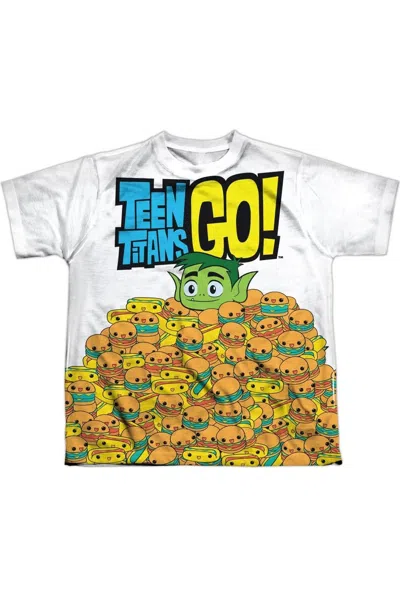 Gildan Teen Titans Go Burgers & Dogs Short Sleeve Youth Poly Crew Tee / T-shirt In Multi