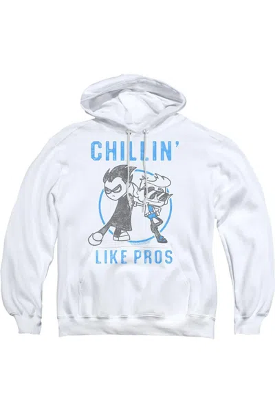 Gildan Teen Titans Go Like Pros Adult Pull Over Hoodie / Hooded Sweatshirt In White