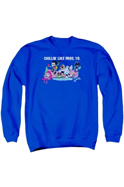 Gildan Teen Titans Go Like Pros Yo Adult Crewneck Sweatshirt In Blue