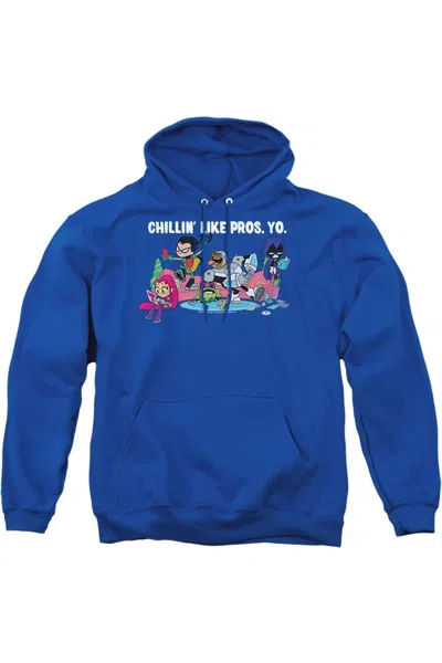 Gildan Teen Titans Go Like Pros Yo Adult Pull Over Hoodie / Hooded Sweatshirt In Blue