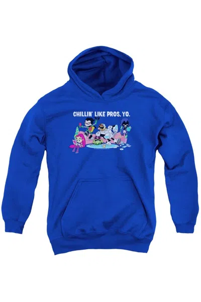 Gildan Teen Titans Go Like Pros Yo Youth Pull Over Hoodie / Hooded Sweatshirt In Blue