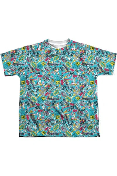Gildan Teen Titans Go Pattern Short Sleeve Youth Poly Crew Tee / T-shirt In Blue