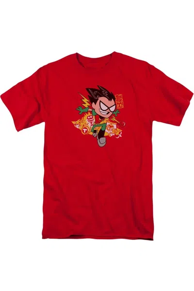 Gildan Teen Titans Go Robin Short Sleeve Adult Tee / T-shirt In Red