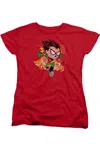 Gildan Teen Titans Go Robin Short Sleeve Womens Tee / T-shirt In Red