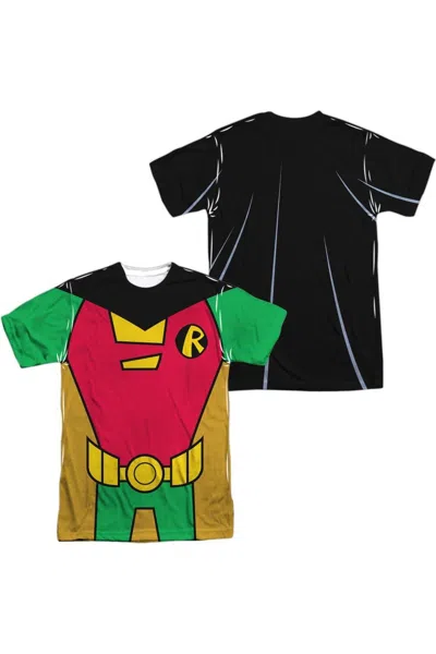 Gildan Teen Titans Go Robin Uniform (front/back Print) Short Sleeve Adult Poly Crew Tee / T-shirt In Multi