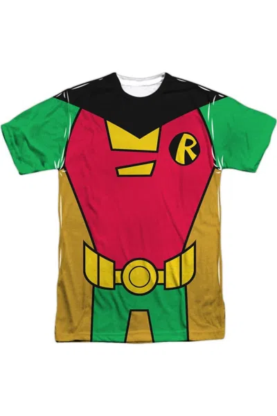 Gildan Teen Titans Go Robin Uniform Short Sleeve Adult Poly Crew Tee / T-shirt In White
