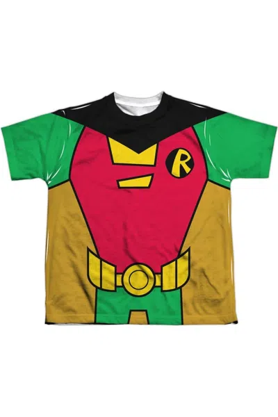 Gildan Teen Titans Go Robin Uniform Short Sleeve Youth Poly Crew Tee / T-shirt In Multi